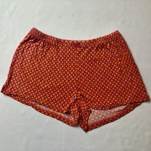 Simply Vera Wang Pajama Shorts Women M Orange Geo Stretch Elastic Waist Lounge